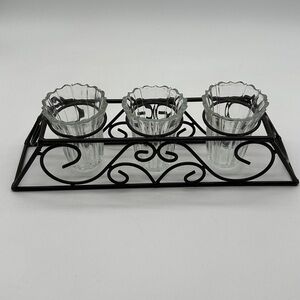 Glass Dip Trio with wrought‎ Iron Stand